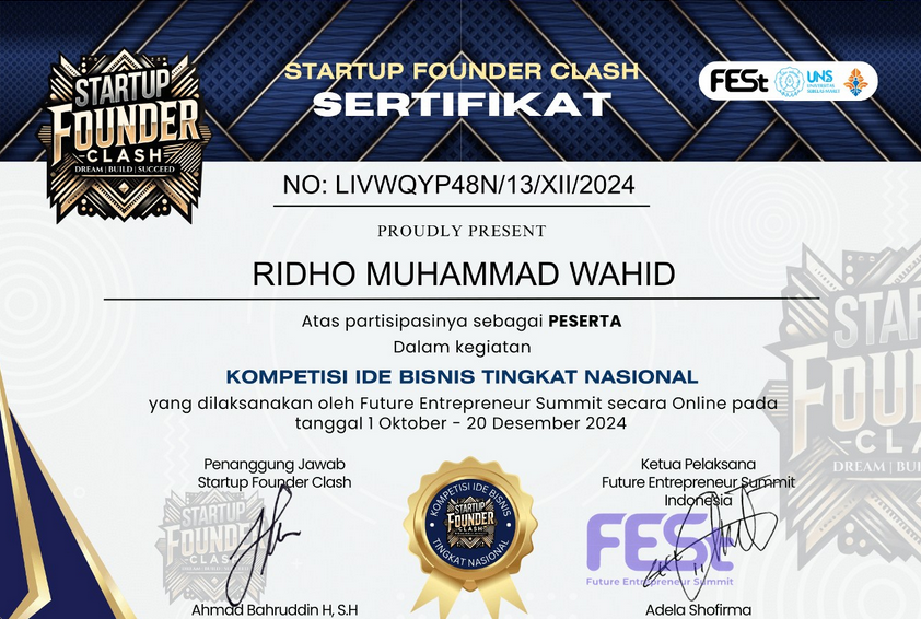 Sertifikat National Business Ide Competition